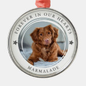 私たちの心に永遠に写真付き哀悼メッセージ メタルオーナメント (正面)