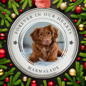 私たちの心に永遠に写真付き哀悼メッセージ メタルオーナメント