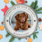 私たちの心に永遠に写真付き哀悼メッセージ メタルオーナメント