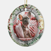 私たちの心に永遠に - 写真ペットメモリアルリース セラミックオーナメント (左)