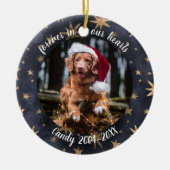 私たちの心に永遠に | 写真 ペット追悼 星 セラミックオーナメント (正面)