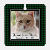 私たちの心に永遠に 猫のメモリアル ブッファローチェック メタルオーナメント (裏面)