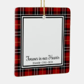 私たちの心に永遠に 猫のメモリアル 赤い格子縞 セラミックオーナメント (右)