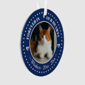 私たちの心に永遠に 猫の写真と名前の追悼 オーナメント (正面)