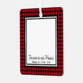 私たちの心に永遠に 赤いバッファロープレイドの猫 メタルオーナメント (正面左)