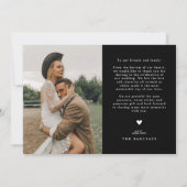私たちの心は満たされています ブラック 結婚式 写真 サンキューカード (裏面)