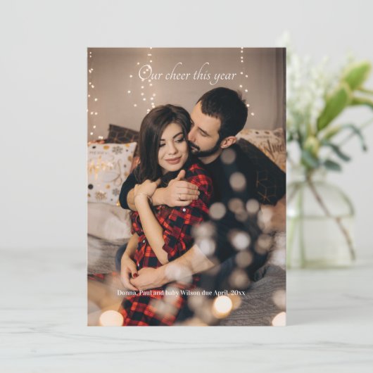 私たちの応援今年の写真の妊娠ホリデーカード シーズンカード (スタンド正面)