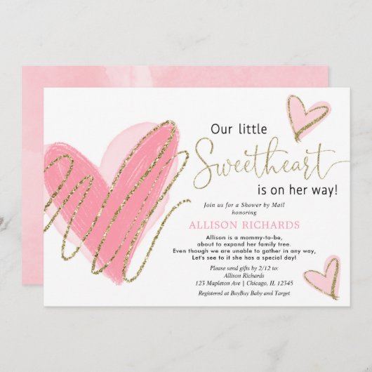 『私たちの恋人のシャワー-メールのベビーシャワー』 招待状 (正面/裏面)