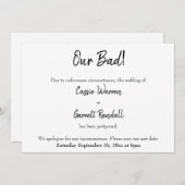 「私たちの悪い！」 延期結婚の発表 招待状 (正面/裏面)