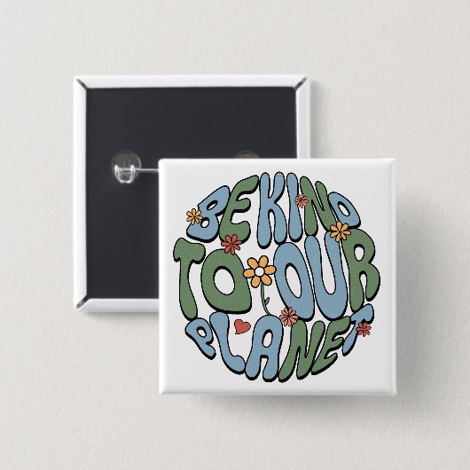 私たちの惑星に親切である – 惑星モノグラムを救う 缶バッジ (正面&裏面)