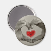 私たちの愛が成長 – 手、ハート磁石 マグネット (正面/裏面)