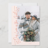 私たちの愛のギフトのクリスマスの新婚フォトピーチ シーズンカード (正面)