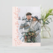 私たちの愛のギフトのクリスマスの新婚フォトピーチ シーズンカード (スタンド正面)