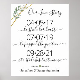 私たちの愛の物語最高のyes日の結婚緑の金ゴールド ポスター