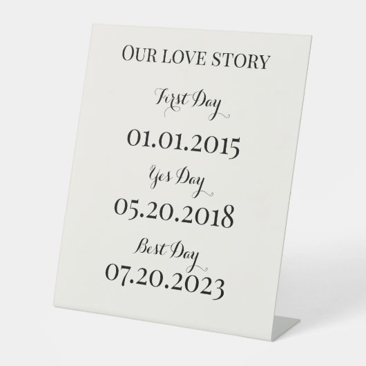 私たちの愛の物語結婚のペデスタルのサイン 台座サイン (正面)