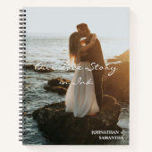 私たちの愛の物語、エレガントな結婚式の写真、カスタム ノートブック (正面)