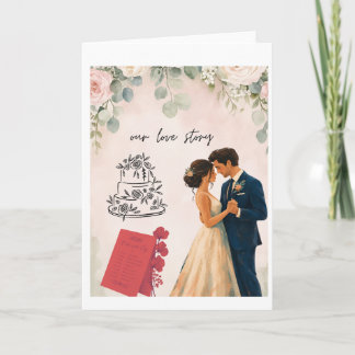 私たちの愛の物語 エレガントな結婚式カードと招待状 M カード