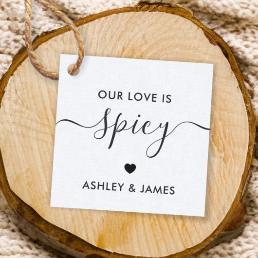 私たちの愛はスパイシー ウェディング フェイバータグ