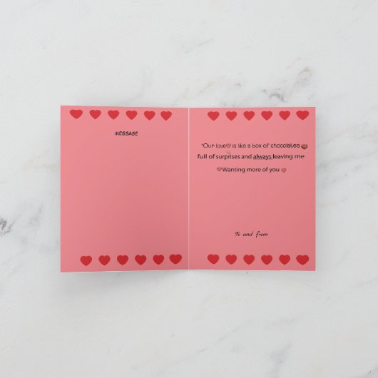 私たちの愛はバレンタインデーの夫へのお菓子のよう カード (内部)