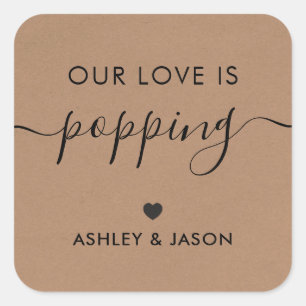 私たちの愛はポッピング、ポップコーンラベル結婚、のクラフト スクエアシール