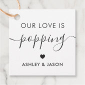 私たちの愛はポッピング、ポップコーンラベル結婚、のクラフト フェイバータグ (正面)