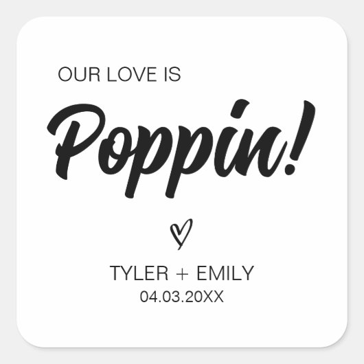私たちの愛はポピンブライダル結婚式の引き出物ポップコーン スクエアシール (正面)