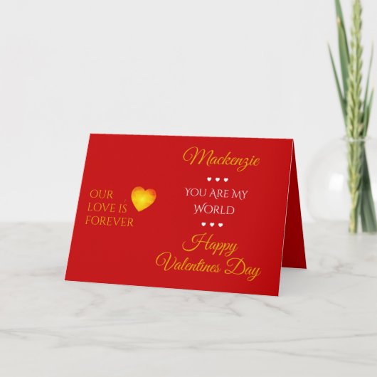 私たちの愛は永遠の赤いバレンタイン シーズンカード (正面)