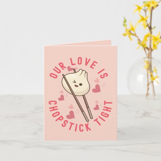 私たちの愛は箸と一緒 – かわいいフーディー カード (黄色い花)