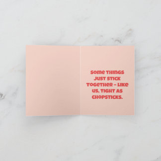 私たちの愛は箸と一緒 – かわいいフーディー カード