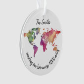 私たちの愛を世界地図の写真に送る オーナメント (正面)