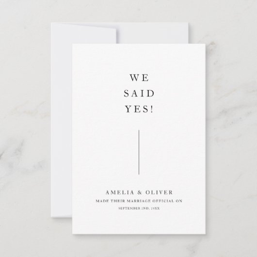 私たちの愛を込めた「イエス」ウェディングエロープメントの発表 案内状 (正面)