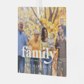 私たちの愛 |家族の名前の引用文と写真ギフト ガラスオーナメント (正面左)