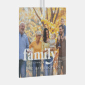 私たちの愛 |家族の名前の引用文と写真ギフト ガラスオーナメント (正面右)