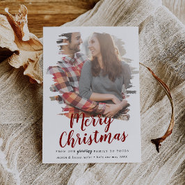 私たちの成長する家族から赤いメリークリスマスをブラシ シーズンカード