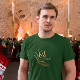 私たちの救い主クリスチャンの男性のグリーンクリスマス Tシャツ