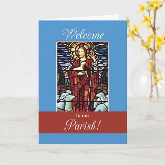 私たちの教区の良い羊飼いにようこそ カード (黄色い花)