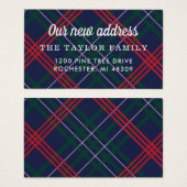 私たちの新しいアドレスカードネイビーレッドタータンチェックプレイド (正面&裏面)