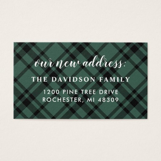 私たちの新しいアドレスカードハンターグリーンプレイドホリデー (正面)