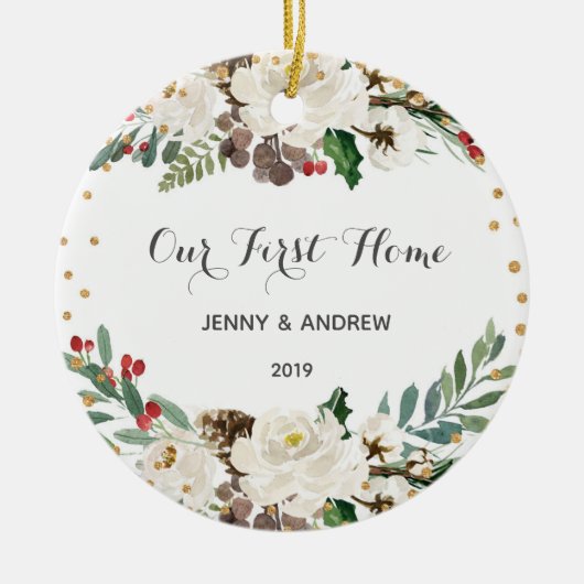 私たちの新しいホームクリスマス セラミックオーナメント (正面)