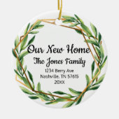私たちの新しいホームフローラオーナメント新しいホームギフト セラミックオーナメント (正面)