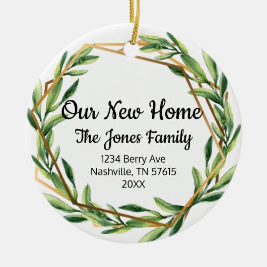 私たちの新しいホームフローラオーナメント新しいホームギフト セラミックオーナメント (正面)