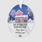私たちの新しい家のメッセージの最初のカスタムクリスマス オーナメント (正面)