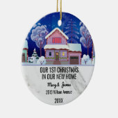 私たちの新しい家のメッセージの最初のカスタムクリスマス セラミックオーナメント (右)