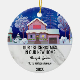 私たちの新しい家のメッセージの最初のカスタムクリスマス セラミックオーナメント