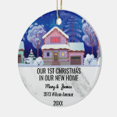 私たちの新しい家のメッセージの最初のカスタムクリスマス セラミックオーナメント (左)