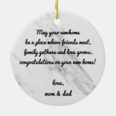 私たちの新しい家のメッセージの最初のカスタムクリスマス セラミックオーナメント (裏面)