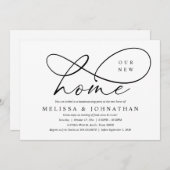 私たちの新しい家、ほっこりとしたホームパーティーのお知らせ 招待状 (正面/裏面)