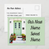 私たちの新しい家 Sweet Home 緑のドア 引っ越し ポストカード (正面/裏面)