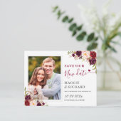 私たちの新しい日を救って バーガンディ レッド フラワーの写真を ポストカード (スタンド正面)