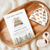 私たちの新しい章の本のベビーシャワー 招待状